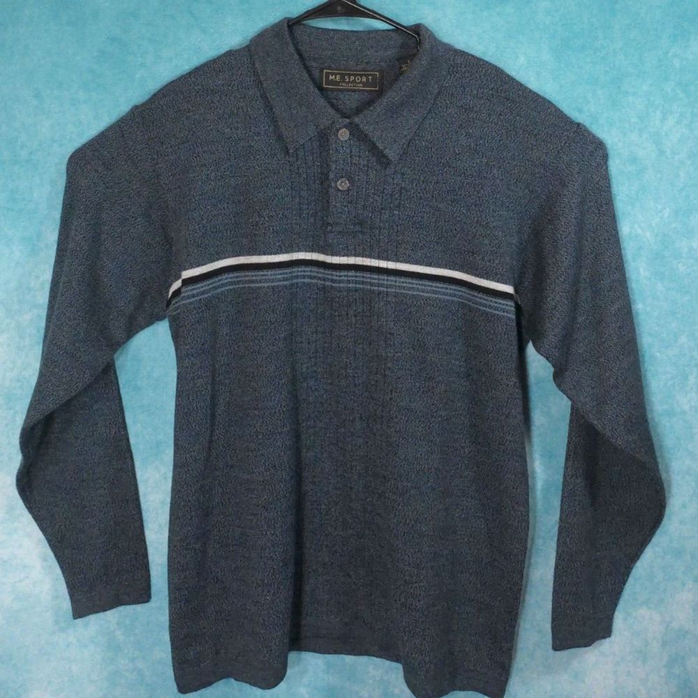 M.E. Sport Polo Shirt/Sweater, Long Sleeve, Acrylic Knit, Men's, Size Small